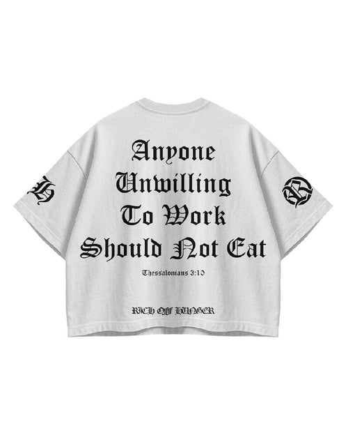 Rich Off Hunger White Oversized Tee